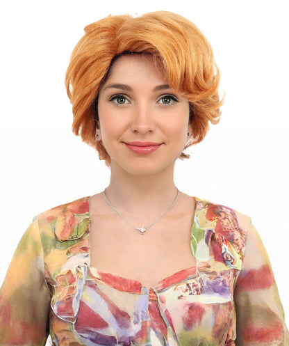 HPO Women's Curly Ginger-Inspired Wig | Voluminous Orange Afro Curly Hairstyle | Synthetic Hairpiece for Cosplay, Halloween, Parties, Stage & Roleplay