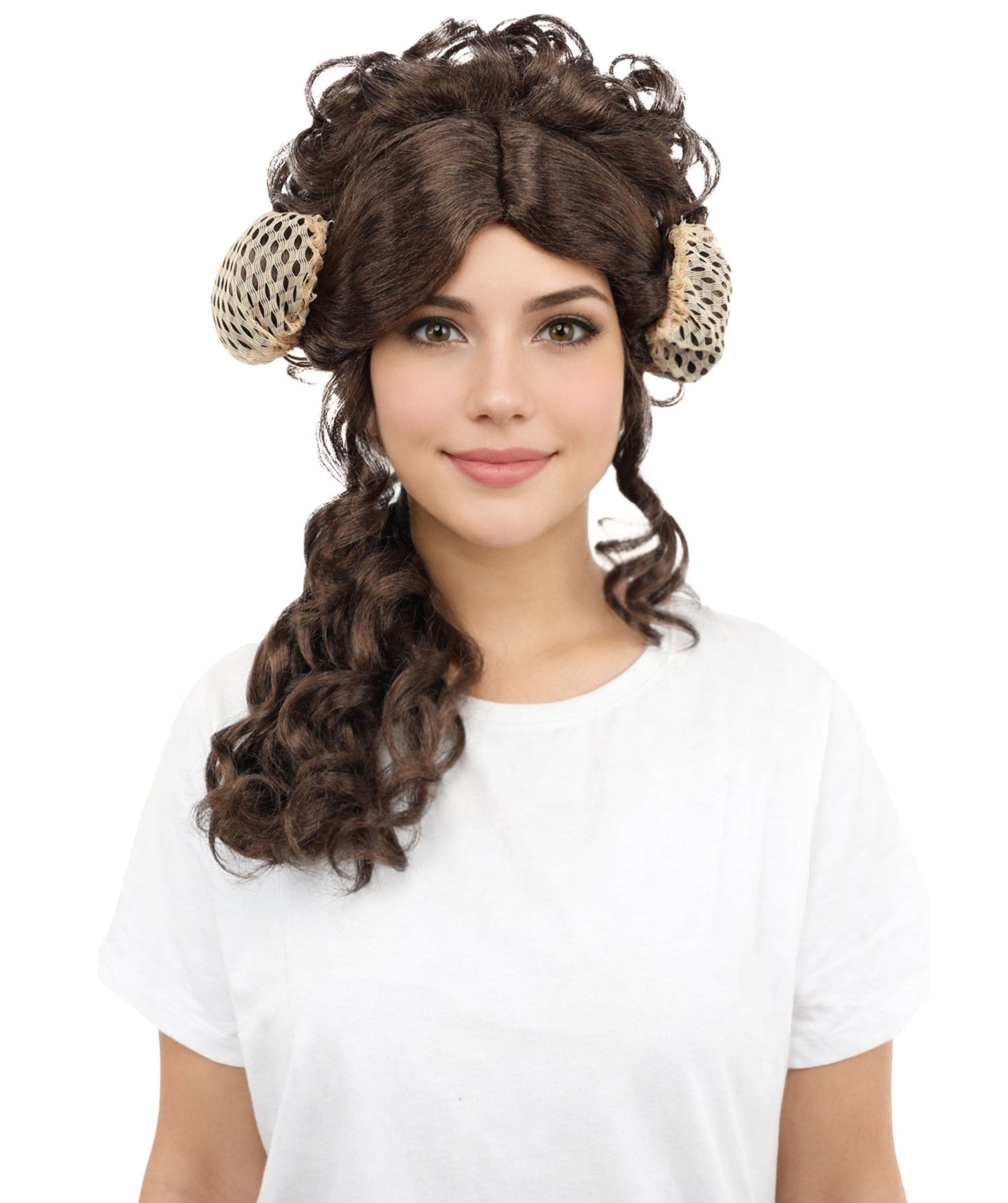 Galactic Princess Inspired Brunette Dark Brown Wig | Long Cosplay Hairpiece for Halloween, , Stage & Roleplay