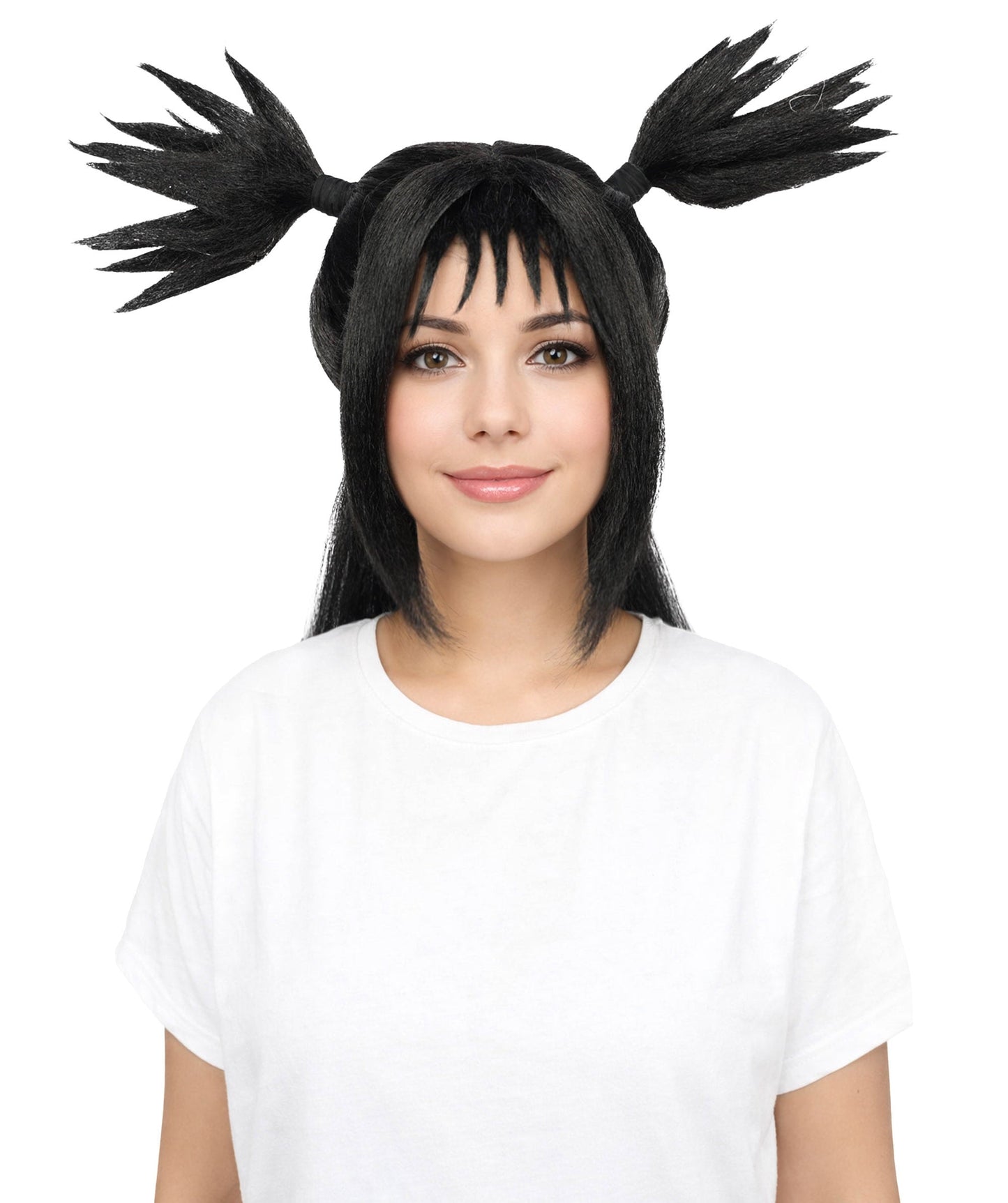Spiky Black Ponytail Wig for Women | Long Synthetic Hair with Layered Spikes | Adjustable Breathable Cap for Cosplay, Halloween & Stage