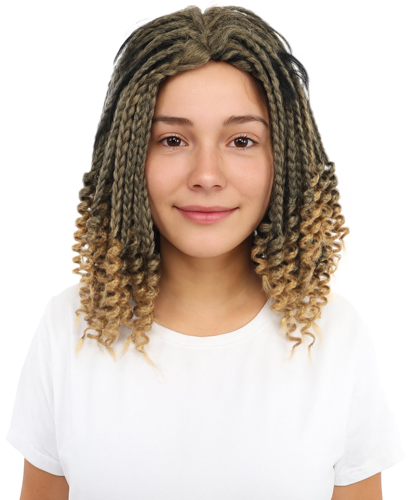HPO Medium Braided Wig for Women | Natural-Look Synthetic Hair | Adjustable Breathable Cap for Cosplay, Halloween, Stage & Parties