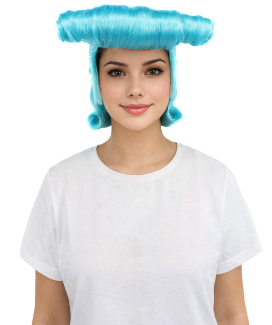 HPO Women's Light Blue Spiky Warrior Cosplay Wig with Sideburns | Bold Anime-Inspired Hairstyle | Synthetic Fiber Hairpiece for Halloween, Stage & Parties