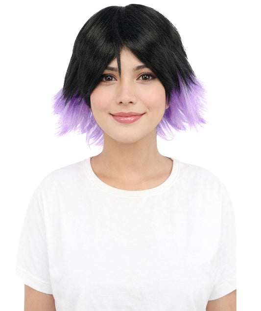Gothic Punk Rock Fairy Wig for Adults | Long Layered  Hairpiece with Black & Violate Color Streaks | Halloween, Cosplay, Parties, Stage
