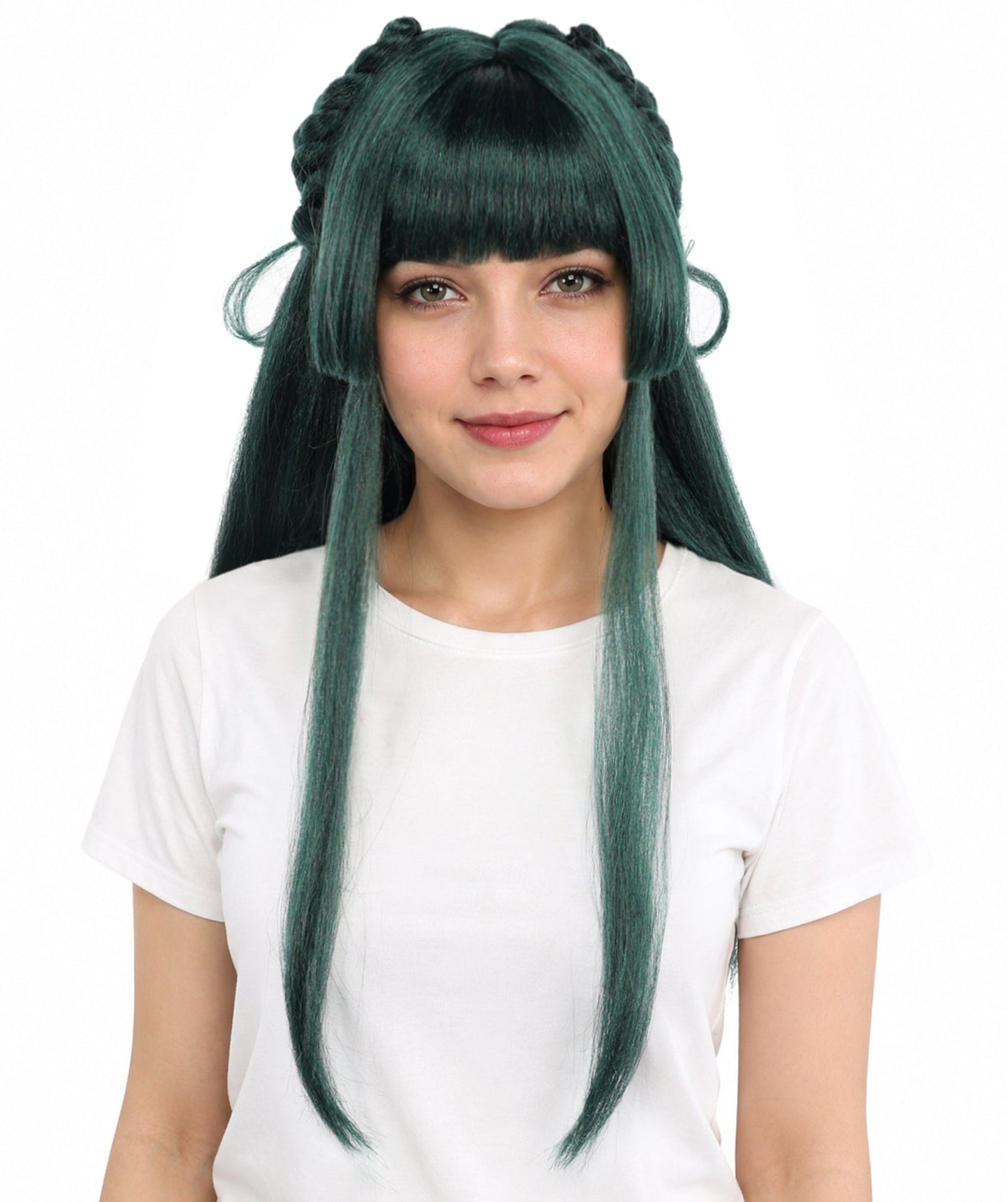 Mystic Cat Cosplay Dark Green Wig | Extra Long Layered Synthetic Hairpiece with Soft Texture for Anime, Halloween, Cosplay, Parties & Stage