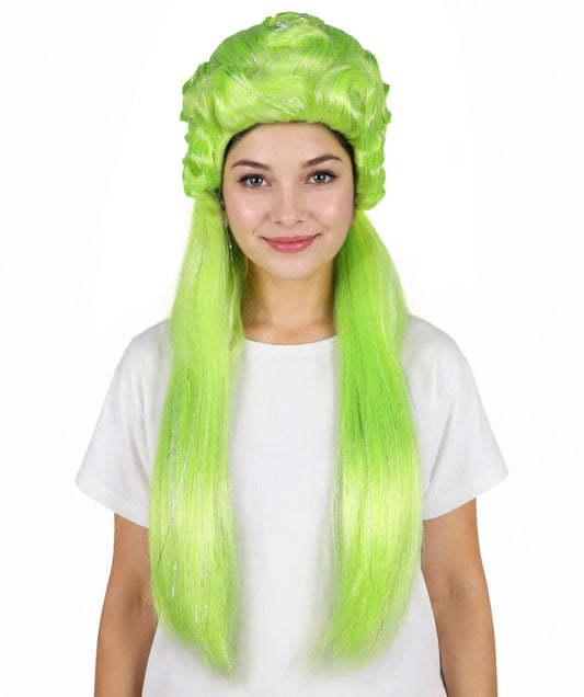 Extra Long Fluorescent Multicolor Lace Front Wig | Styled Synthetic Hairpiece for Cosplay, Halloween, Parties, Stage Performances & Photo Shoots
