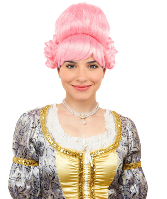 HPO Women's Light Pink Rococo Wig | Elegant 18th Century Style Synthetic Hairpiece | Cosplay,  Parties, Stage Performances & Photoshoots