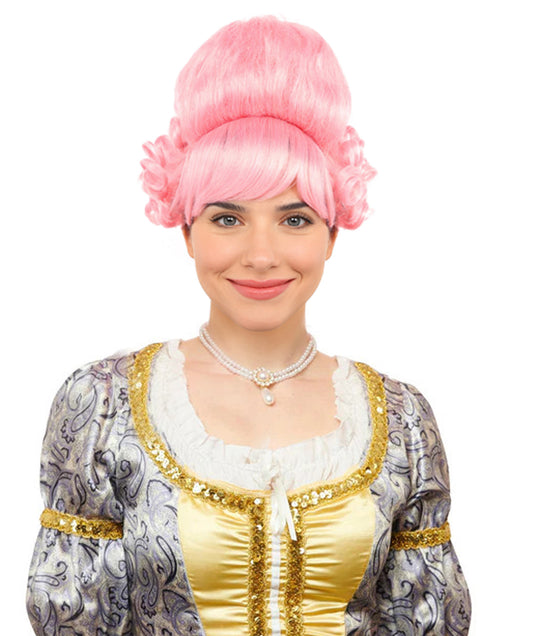 HPO Women's Light Pink Rococo Wig | Elegant 18th Century Style Synthetic Hairpiece | Cosplay,  Parties, Stage Performances & Photoshoots