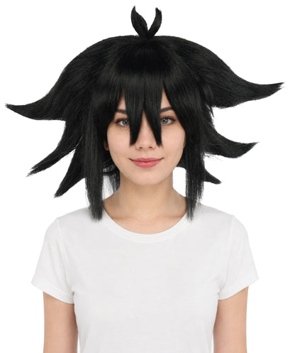 Medium Layered Black Anime-Style Cosplay Wig | Synthetic  Hair for Halloween, Festivals, Parties, Stage & Roleplay