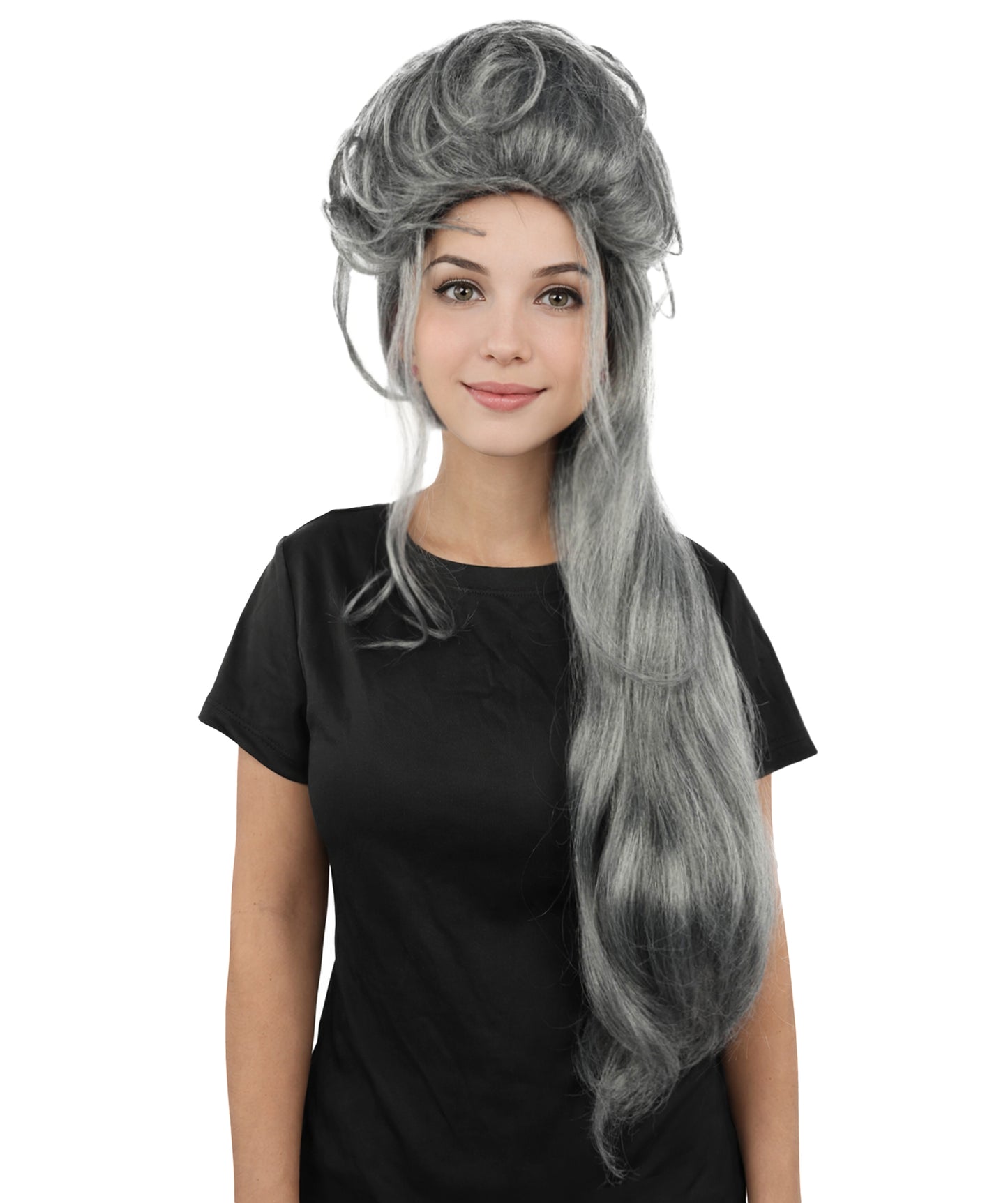 HPO Extra Long Messy Dark Grey Zombie-Style Wig | Distressed Hairpiece for Halloween, Cosplay, Themed Parties, Stage Performances & Haunted Roleplay