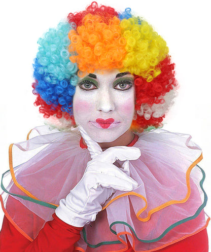 HPO Women's Clown Wig | Rainbow Curly  Hairpiece | Adjustable Cap Synthetic Wig for Halloween, Circus, Stage & Festivals