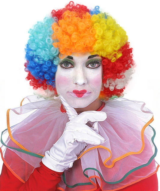 HPO Women's Clown Wig | Rainbow Curly  Hairpiece | Adjustable Cap Synthetic Wig for Halloween, Circus, Stage & Festivals