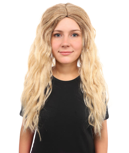 HPO Women's Long Light Brown Crimped Wig | Synthetic Hairstyle for Cosplay, Festivals, Stage Shows,  Parties & Photoshoots