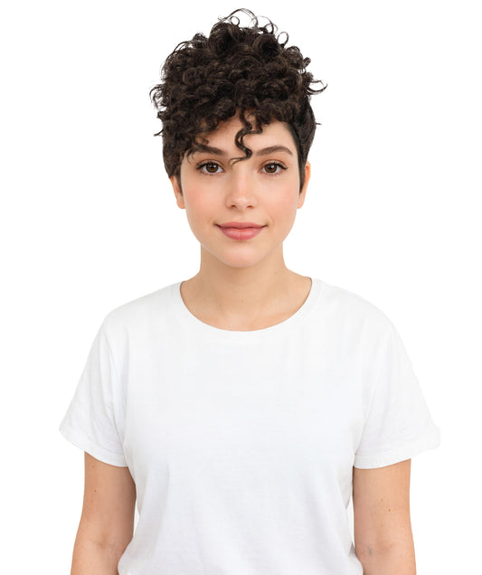 HPO Women's Medium Tight Curly Light Black Wig | Retro-Style Synthetic Hairpiece for Cosplay, Festivals, Stage Shows,  Parties & Photoshoots