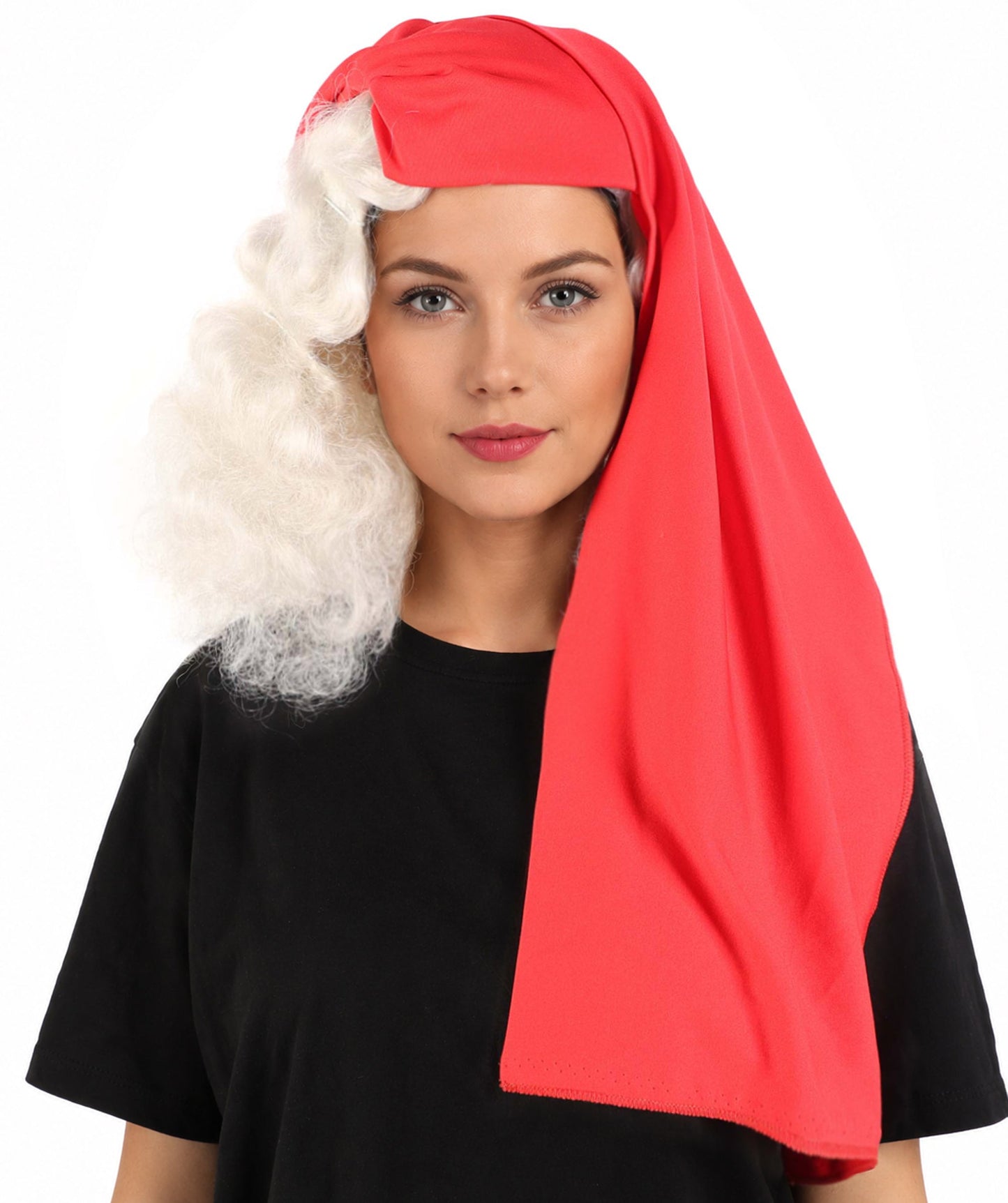 Women’s Pop Diva Inspired White Wig With Red Scarf | Sleek Shoulder-Length White Hairstyle | Synthetic  Hair for Cosplay, Halloween, Stage & Themed Parties