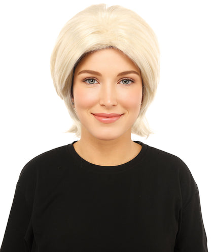 HPO Women's Medium Blonde Layered Wig | Synthetic Hair with Natural Flow | Ideal for Cosplay, Halloween & Roleplay