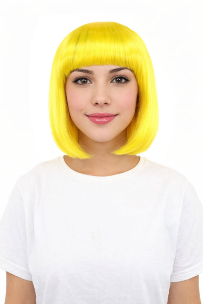 Adult Women’s Medium Bob Wig with Bangs – Layered Hairstyle with Soft Synthetic Fibers & Smooth Texture With Standard Cap | Stylish Hairpiece for Cosplay, Parties & Photo Shoots | Multicolor Options
