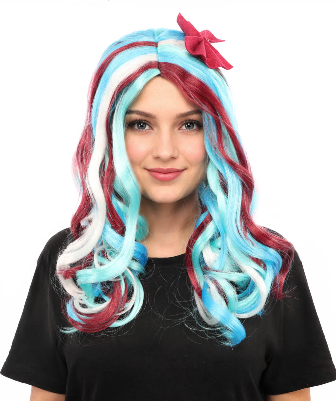 Adult Women’s Animated Series-Inspired Blue Curly Wig with Multi-Highlights | Long Magical Hairpiece with Breathable Cap | Ideal for Halloween, Cosplay & Themed Parties