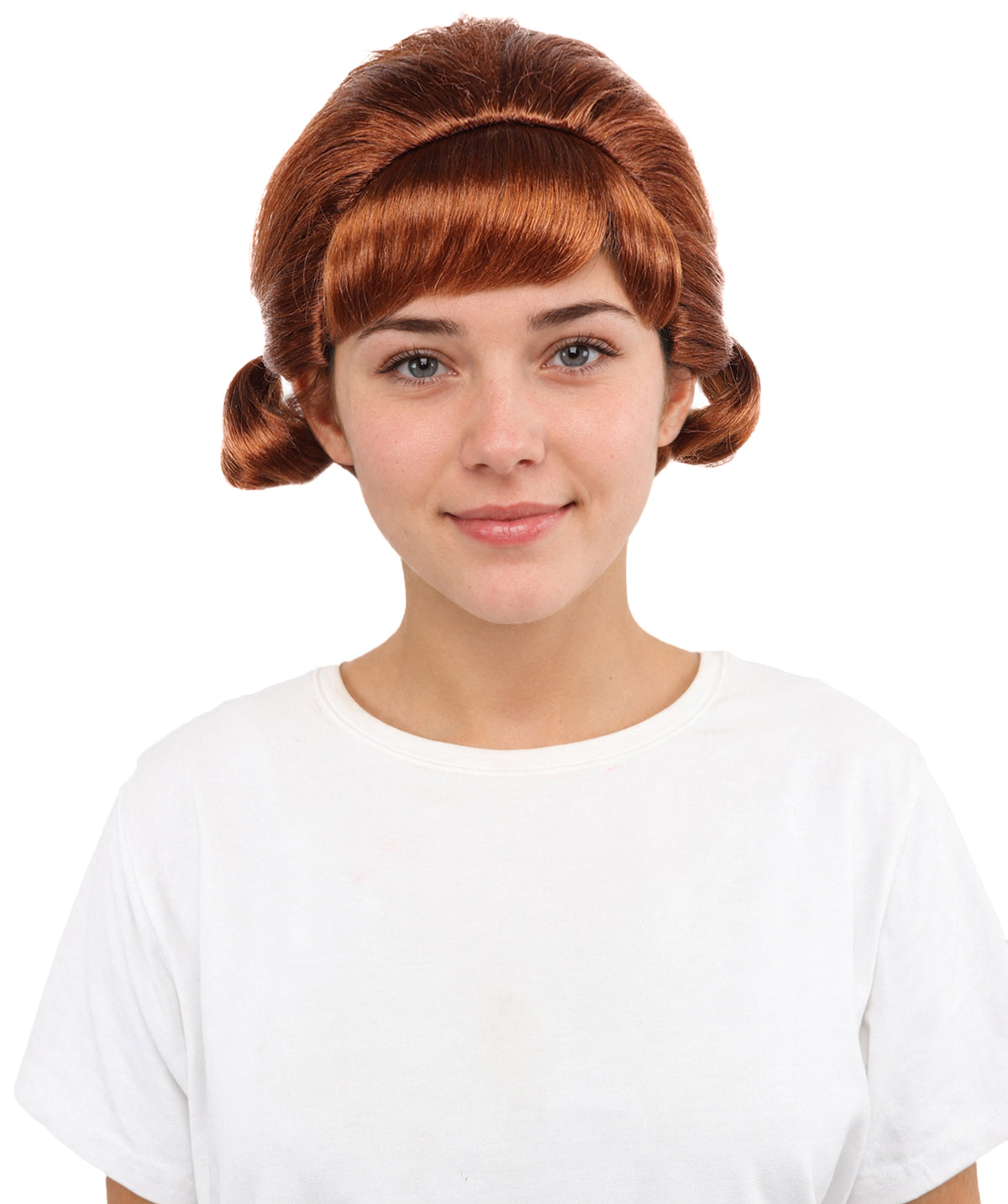 HPO Women's Soft Side Bun Hairstyle Light Brown Bangs Wig | Capless Cap Design | Ideal for Halloween,Dress-Up, Cosplay Parties