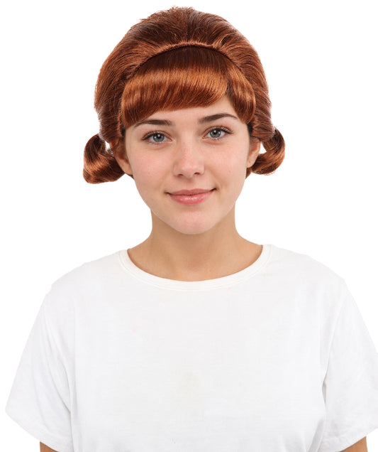 HPO Women's Soft Side Bun Hairstyle Light Brown Bangs Wig | Capless Cap Design | Ideal for Halloween,Dress-Up, Cosplay Parties
