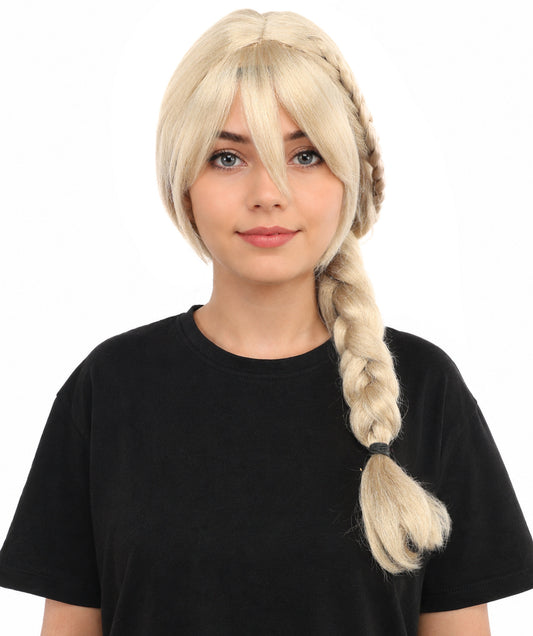 HPO Women’s Blonde Braided Wig – Princess Inspired Long Braids for Cosplay, Fantasy Hair | Warrior Hairpiece for Themed Events, Costume Parties & Creative Dress Up