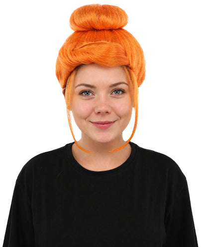 HPO Cavewoman Orange Wig – Women’s  Prehistoric Cartoon Bold Style Hairpiece | Stone Age Inspired Hair for Party Gatherings & Roleplay Events