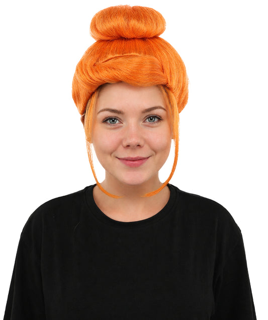 HPO Cavewoman Orange Wig – Women’s  Prehistoric Cartoon Bold Style Hairpiece | Stone Age Inspired Hair for Party Gatherings & Roleplay Events