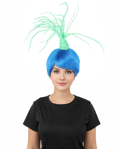 HPO Women's Multicolor Fiber Optic Style Wig | Upward Standing Stringy Ponytail, Techno Troll Cosplay & Rave Accessory | Halloween, EDM Festival, DJ Costume & Glow Party