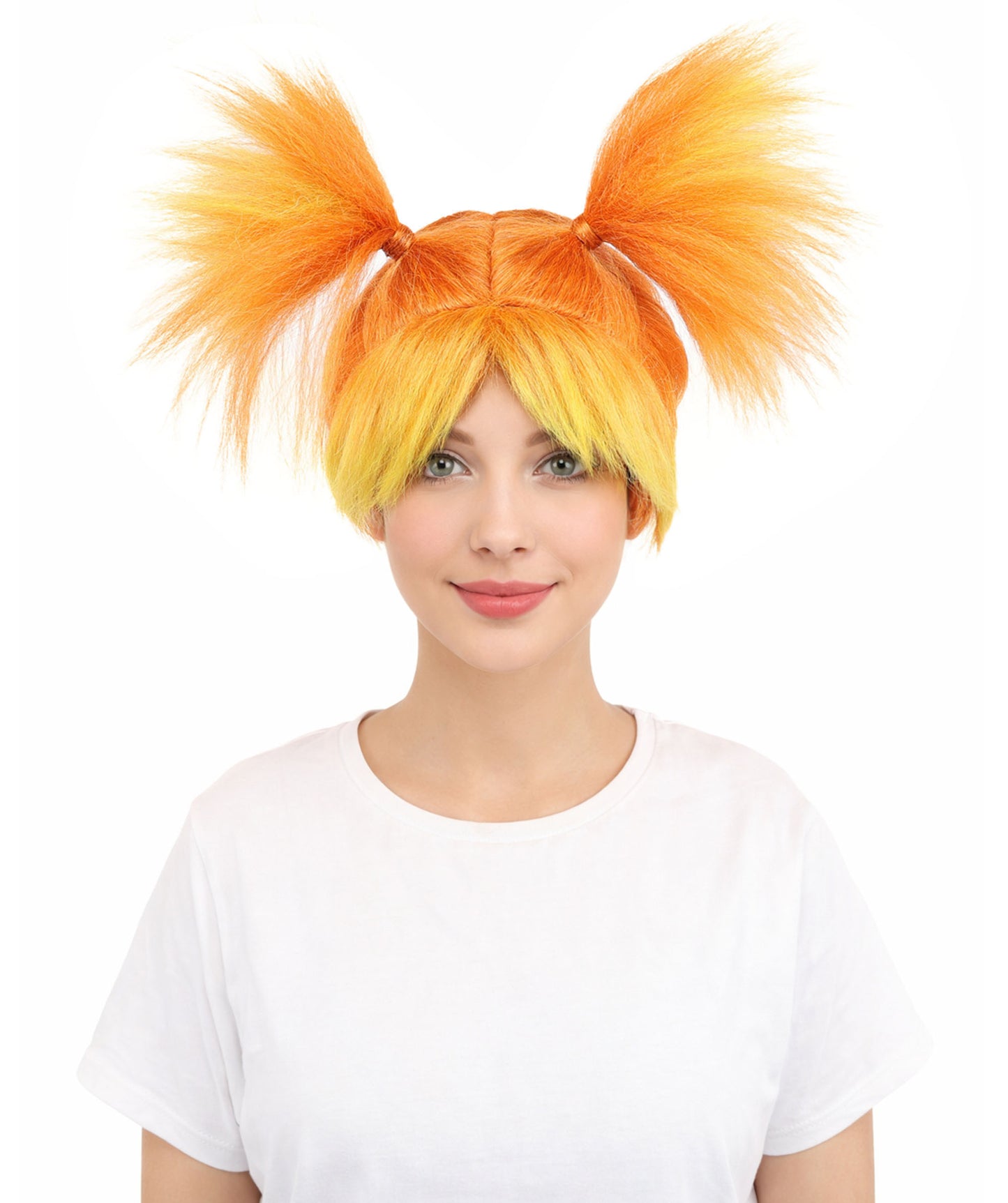 HPO Women’s 15-Inch Orange Spiky Troll Wig | Fun Animated Character | Bright and Bold Look for Halloween, Cosplay, and Themed Party