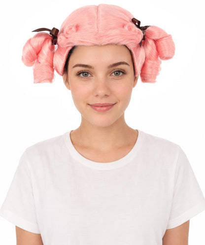 HPO Women's Golden White Mixed Curly Pigtail Wig | Messy Ringlet Twin Tails with Attached Fabric Ribbons, Synthetic Fiber & Breathable Cap | Halloween, Movie Character Roleplay, Costume Party & Theater