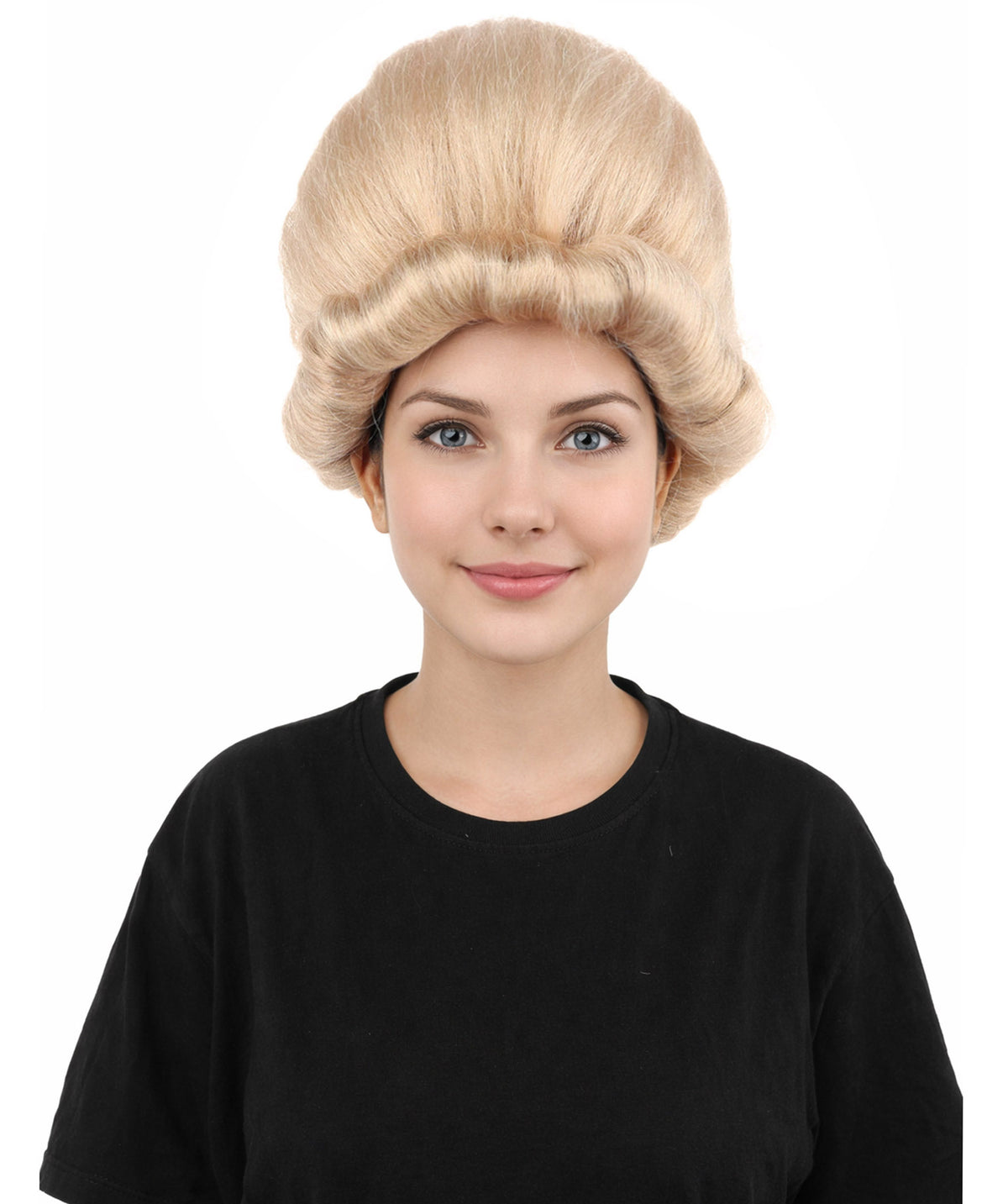 HPO Women's Voluminous Golden Blonde Grandma Wig | Medium Puffy Afro Style with Silver Texture, Synthetic Fiber & Adjustable Fit | Halloween, 100th Day of School, Theater & Funny Costume