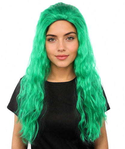 HPO Women’s Pink Long Wavy Wig | 25 Inch Long Hair with Capless Cap Design | Ideal for Playful at Halloween Cosplay, and Themed Parties