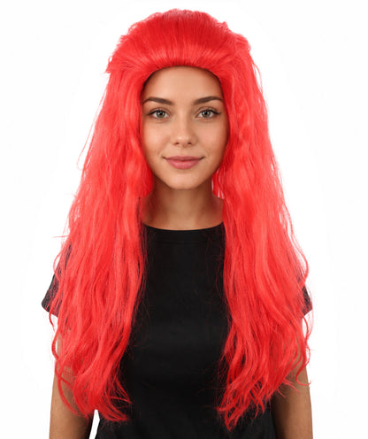 HPO Women’s Pink Long Wavy Wig | 25 Inch Long Hair with Capless Cap Design | Ideal for Playful at Halloween Cosplay, and Themed Parties