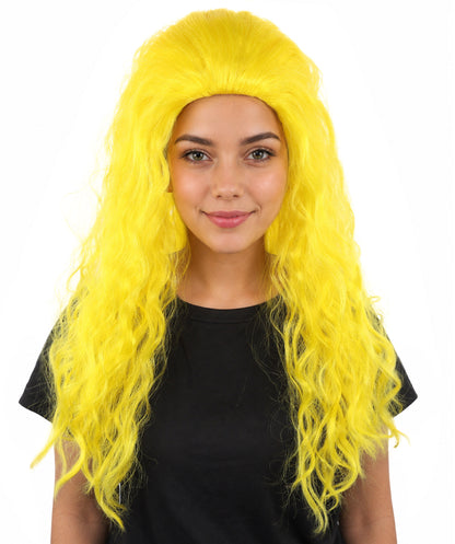 HPO Women’s Pink Long Wavy Wig | 25 Inch Long Hair with Capless Cap Design | Ideal for Playful at Halloween Cosplay, and Themed Parties