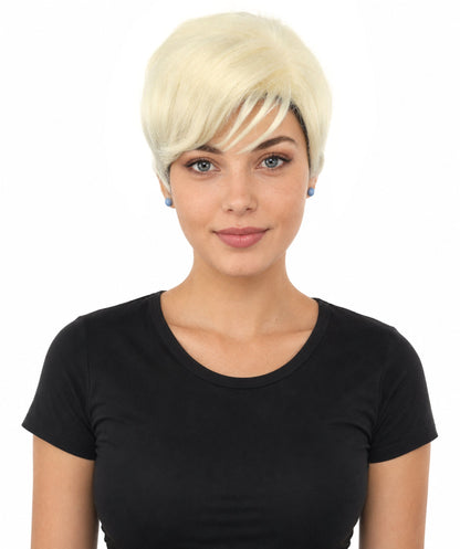 HPO Adult Women’s Short Black Wig | 10 Inch, Sleek and Smooth Bob Hairpiece | Ideal for Cosplay, Costume, and Themed Events