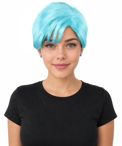 HPO Adult Women’s Short Black Wig | 10 Inch, Sleek and Smooth Bob Hairpiece | Ideal for Cosplay, Costume, and Themed Events