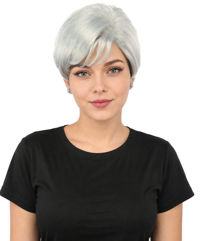 HPO Adult Women’s Short Black Wig | 10 Inch, Sleek and Smooth Bob Hairpiece | Ideal for Cosplay, Costume, and Themed Events