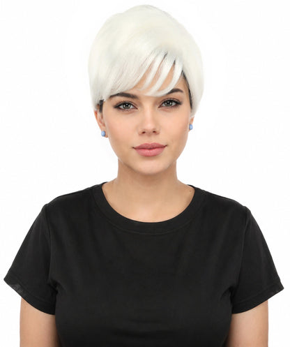 HPO Adult Women’s Short Black Wig | 10 Inch, Sleek and Smooth Bob Hairpiece | Ideal for Cosplay, Costume, and Themed Events