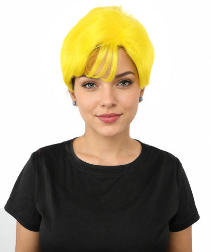 HPO Adult Women’s Short Black Wig | 10 Inch, Sleek and Smooth Bob Hairpiece | Ideal for Cosplay, Costume, and Themed Events