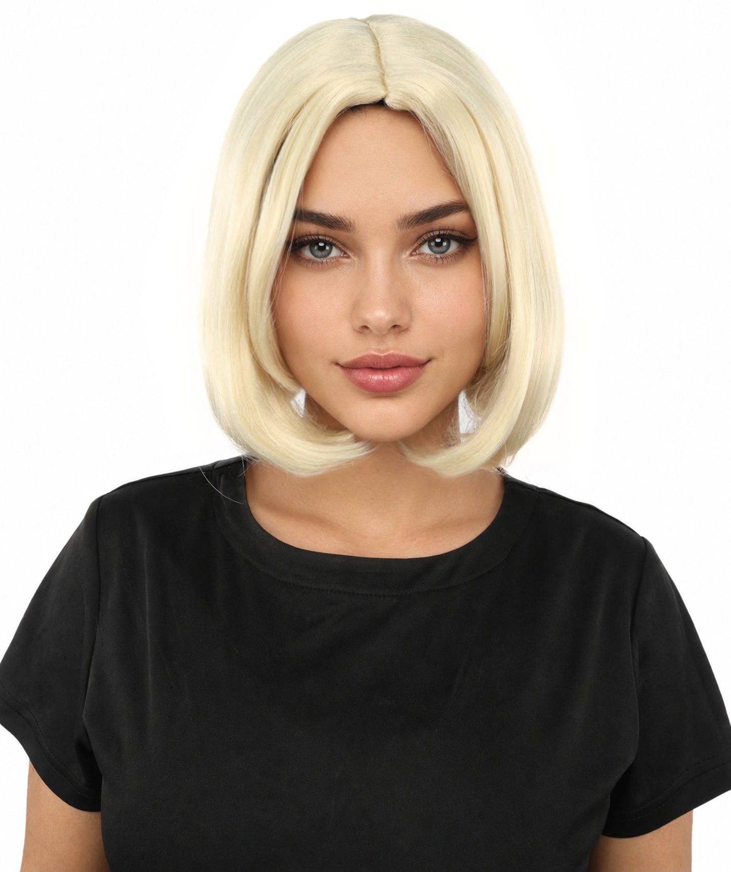 Adult Women's Two-Tone Bob Wig | Multiple Color Options | Short Straight Blunt Cut Inspired by American Pop Artist Look | Natural Hairline for Halloween and Cosplay