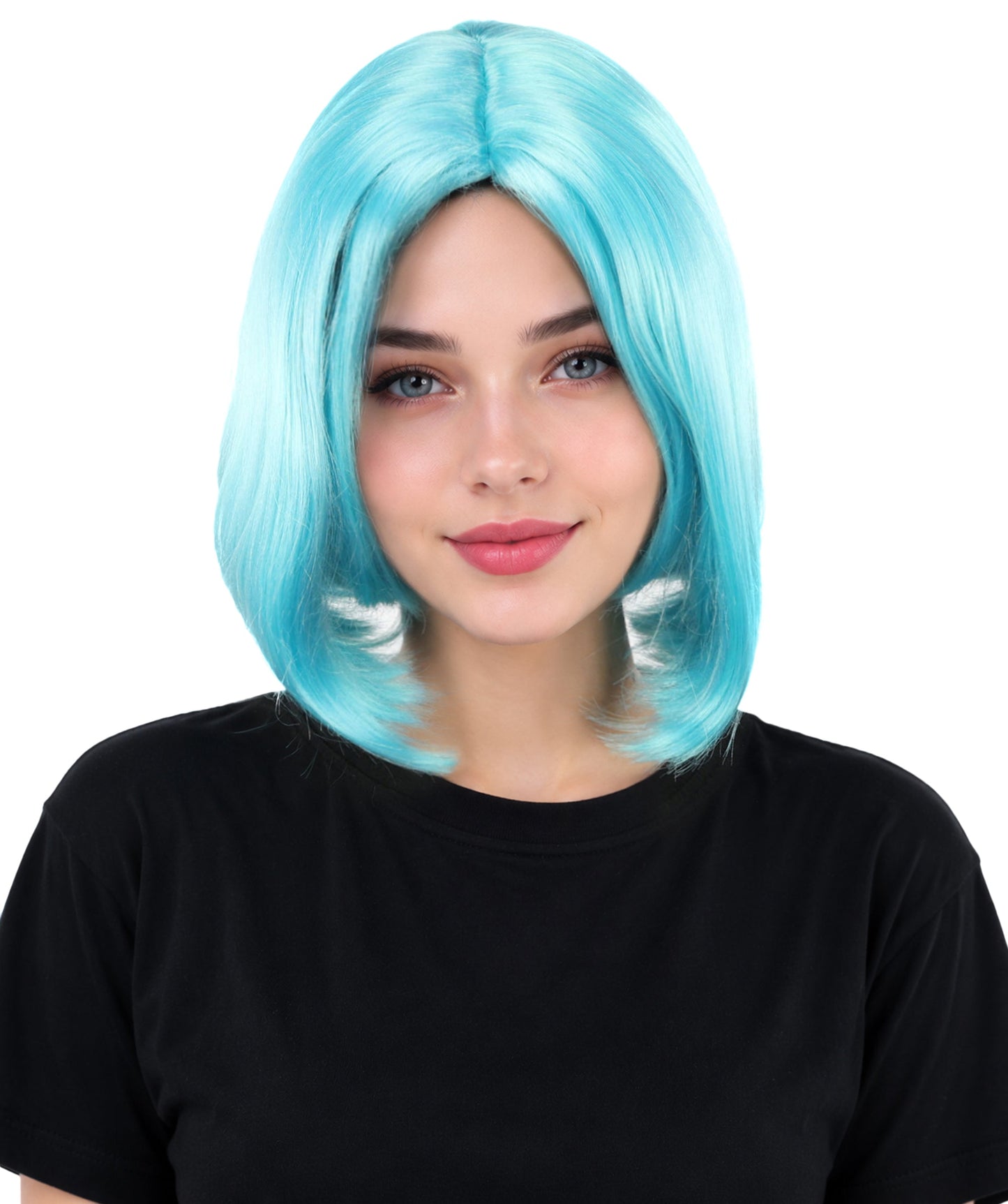 Adult Women's Two-Tone Bob Wig | Multiple Color Options | Short Straight Blunt Cut Inspired by American Pop Artist Look | Natural Hairline for Halloween and Cosplay