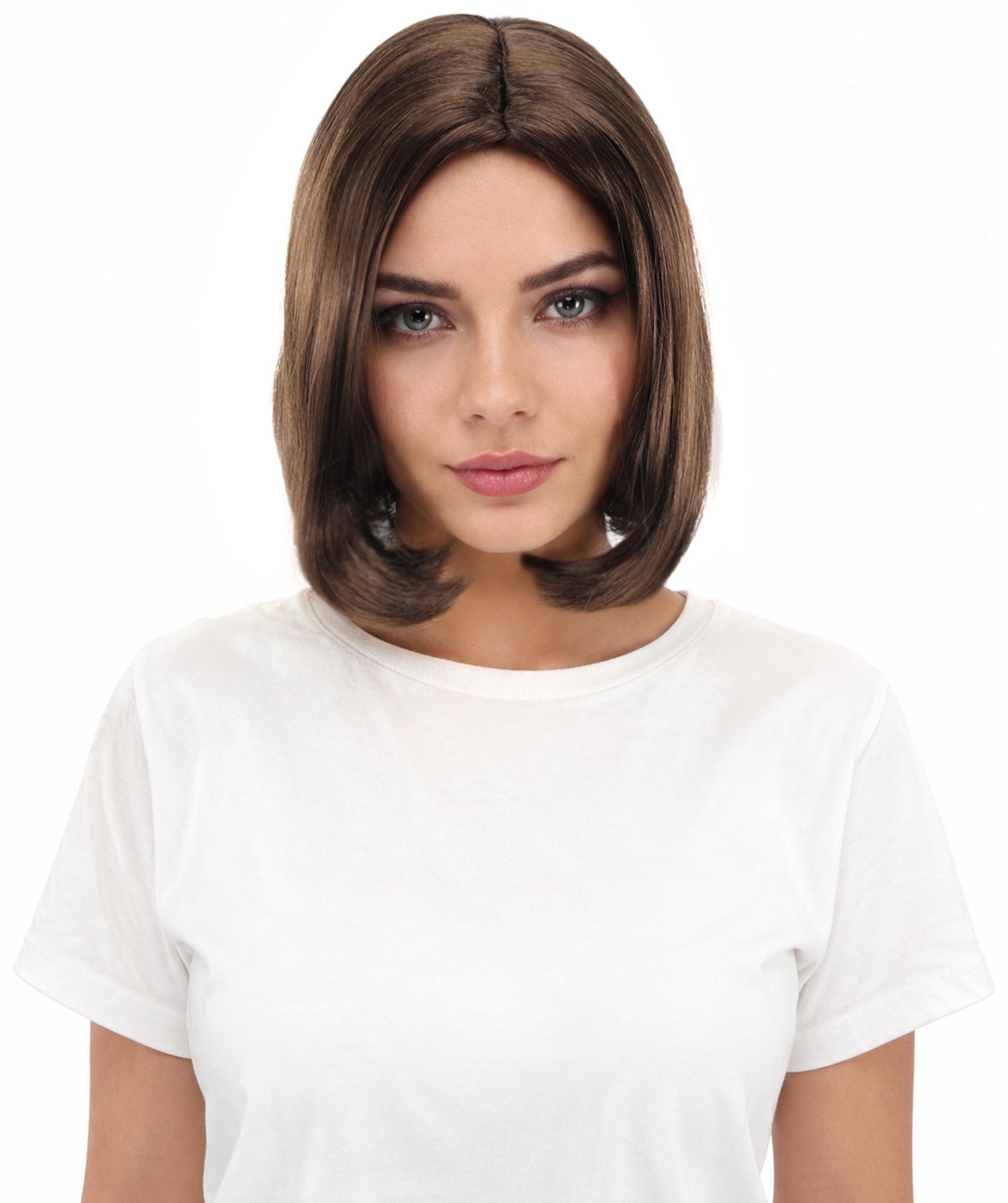 Adult Women's Two-Tone Bob Wig | Multiple Color Options | Short Straight Blunt Cut Inspired by American Pop Artist Look | Natural Hairline for Halloween and Cosplay
