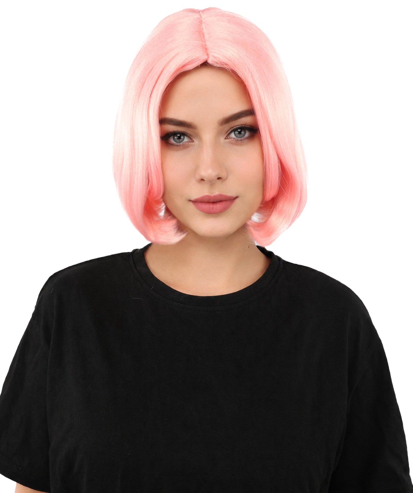 Adult Women's Two-Tone Bob Wig | Multiple Color Options | Short Straight Blunt Cut Inspired by American Pop Artist Look | Natural Hairline for Halloween and Cosplay