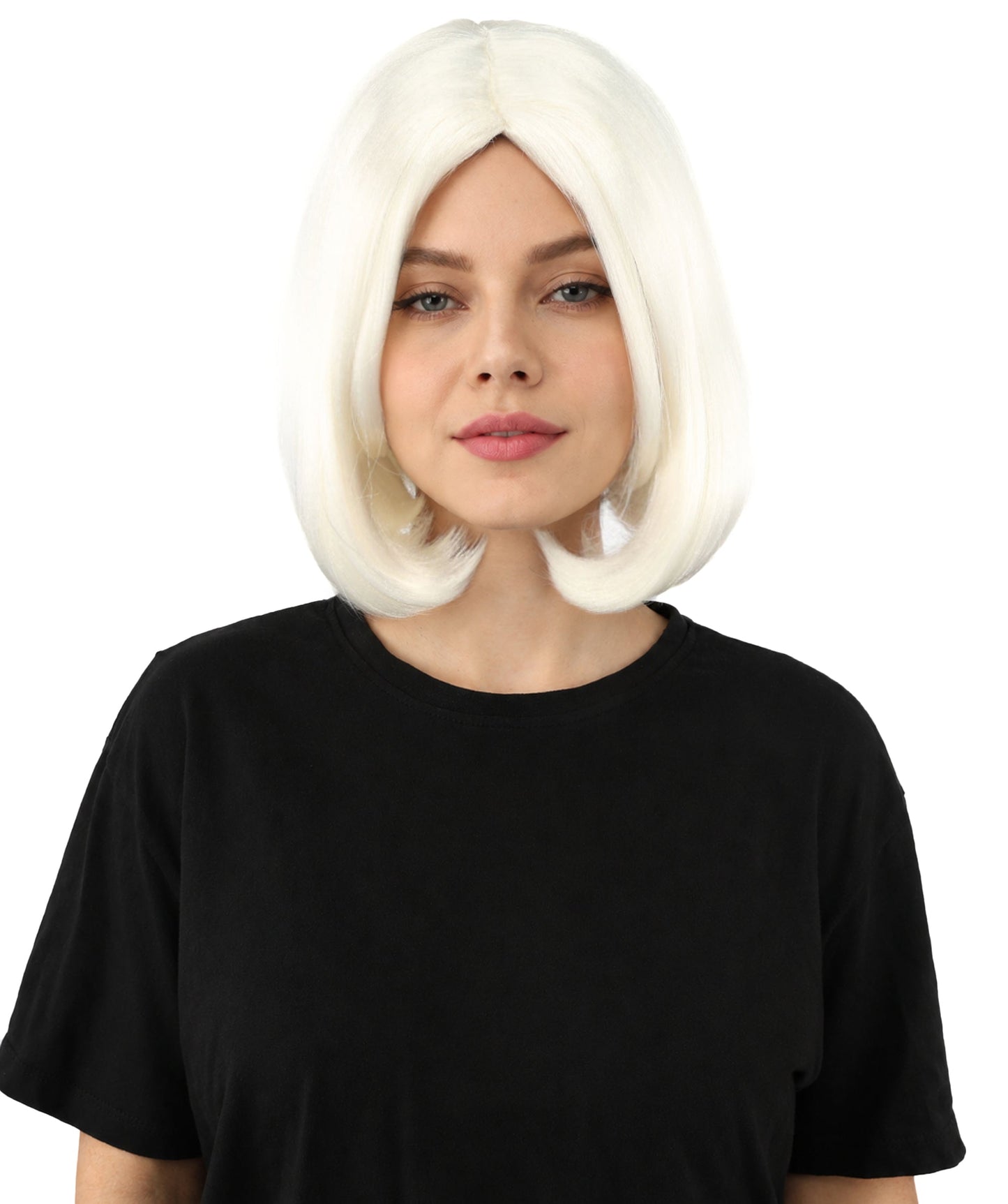 Adult Women's Two-Tone Bob Wig | Multiple Color Options | Short Straight Blunt Cut Inspired by American Pop Artist Look | Natural Hairline for Halloween and Cosplay