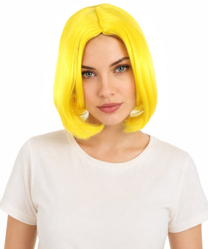 Adult Women's Two-Tone Bob Wig | Multiple Color Options | Short Straight Blunt Cut Inspired by American Pop Artist Look | Natural Hairline for Halloween and Cosplay