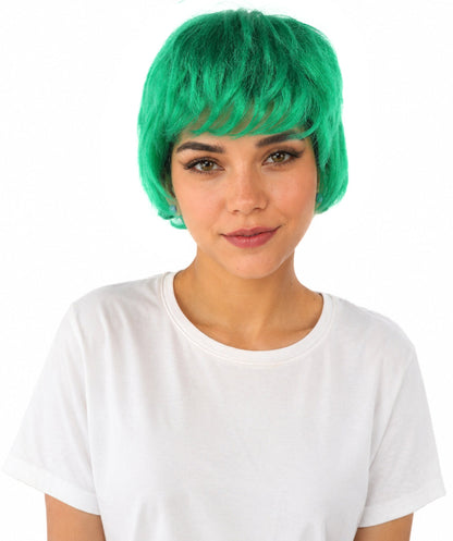 HPO Adult Women's Short Silver White Pixie Wig  | Edgy Layered Cut with Bangs | Synthetic Hair Wig for Stage Fashion, Cosplay, Halloween & Bold Party Looks