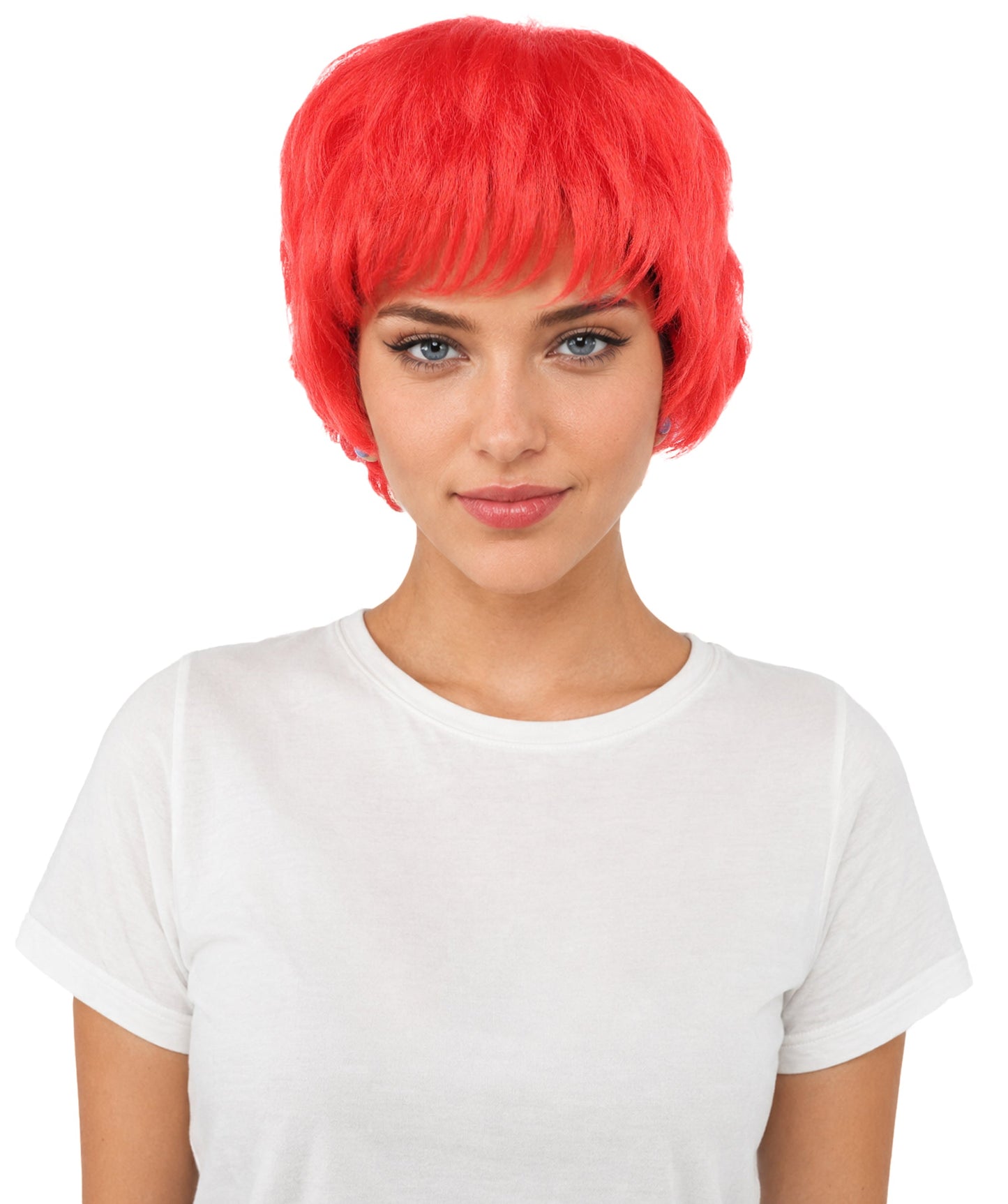 HPO Adult Women's Short Silver White Pixie Wig  | Edgy Layered Cut with Bangs | Synthetic Hair Wig for Stage Fashion, Cosplay, Halloween & Bold Party Looks