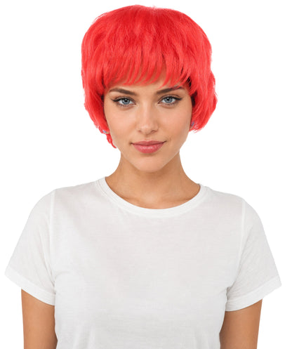 HPO Adult Women's Short Silver White Pixie Wig  | Edgy Layered Cut with Bangs | Synthetic Hair Wig for Stage Fashion, Cosplay, Halloween & Bold Party Looks