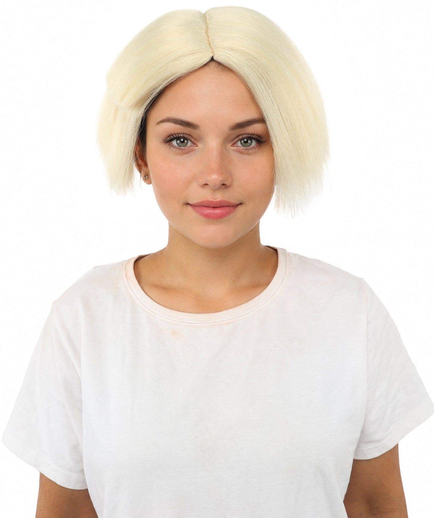 HPO Women’s Neon Yellow Bob Wig with Bangs—Bright Straight Cut Wig | Celebrity Inspired Hairpiece for Party, Halloween and Cosplay
