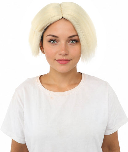 HPO Women’s Neon Yellow Bob Wig with Bangs—Bright Straight Cut Wig | Celebrity Inspired Hairpiece for Party, Halloween and Cosplay