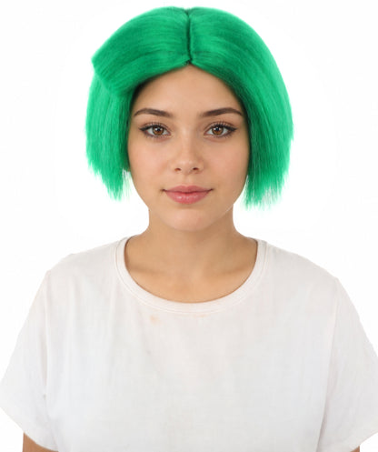 HPO Women’s Neon Yellow Bob Wig with Bangs—Bright Straight Cut Wig | Celebrity Inspired Hairpiece for Party, Halloween and Cosplay