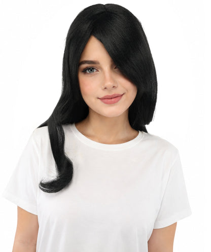 HPO Adult Women's Anime Character Wig | Multiple Color Options | Synthetic Fiber with Side Swept Bangs and Top Tuft | Halloween Party and Comic Con Events